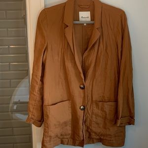 Cognac colored linen blazer by Madewell